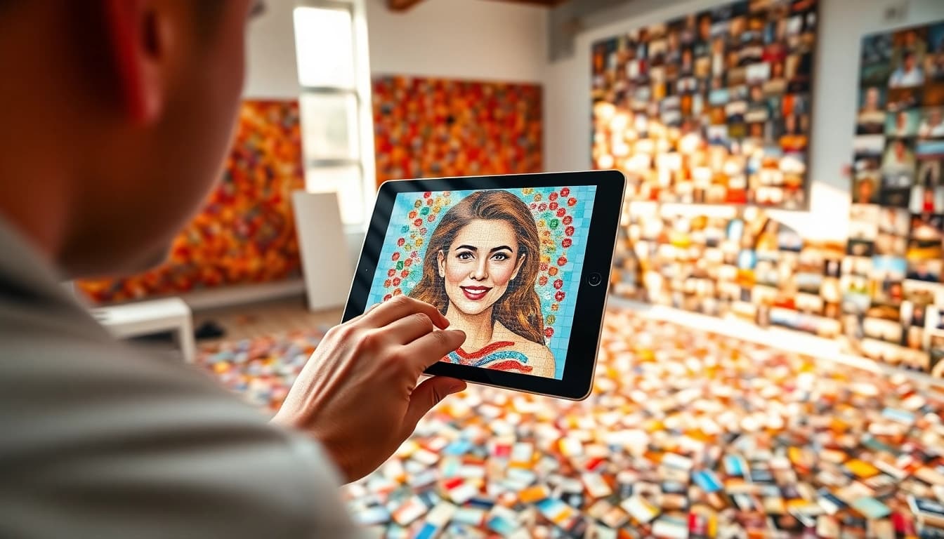 Selfie Mosaic Global Network of Interactive Portrait Tiles