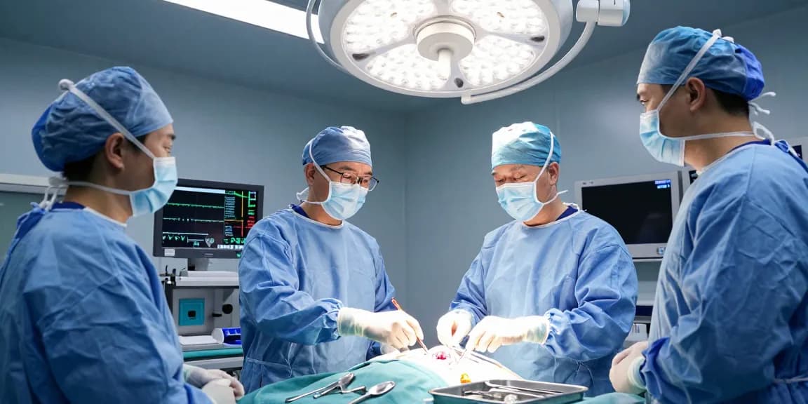 Beyin tümörü ameliyatı taking place, showcasing skilled neurosurgeons using advanced technology, focusing on precision and patient care.