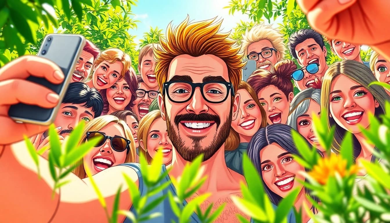 Creating a colorful selfie mosaic showcasing joy and creativity from individual selfies.