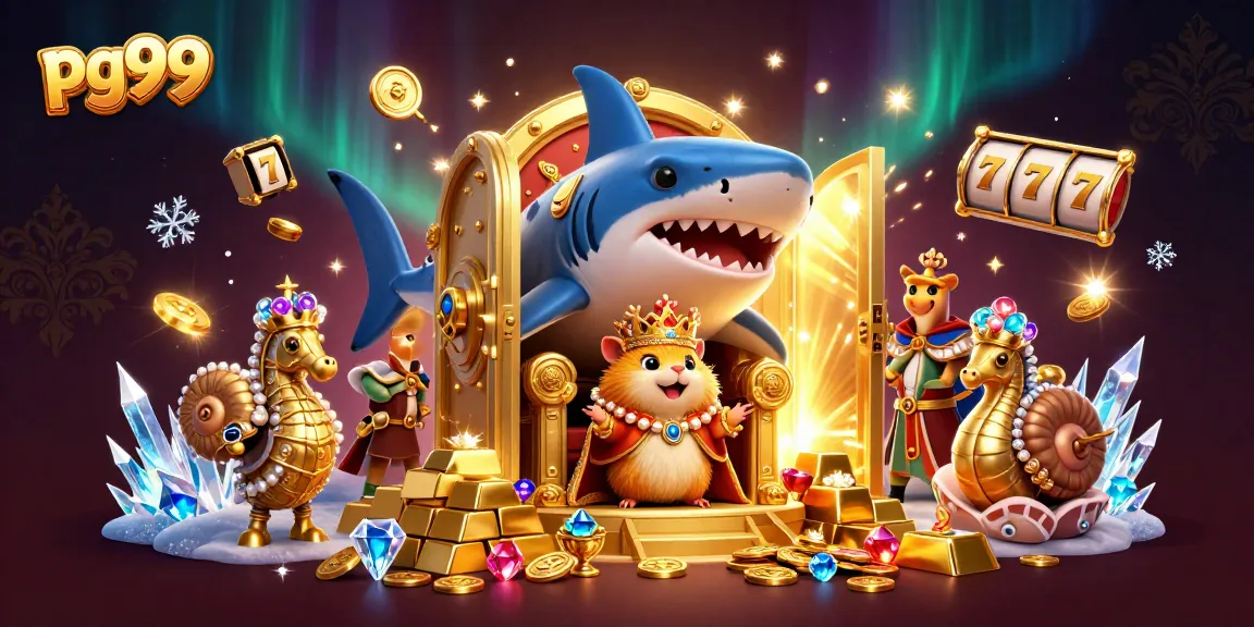 Spin the jackpots at PG99 with vibrant treasures and a fearless golden hamster king!