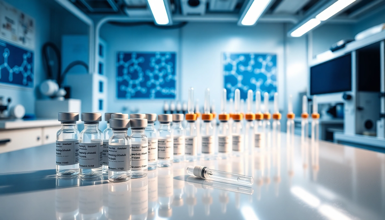 Explore high-quality peptides for sale in a modern lab setting with precision instruments.