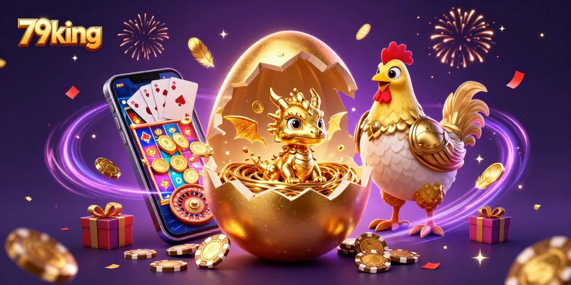Experience thrilling wins at 79king, where a golden baby dragon awaits amidst vibrant casino excitement.