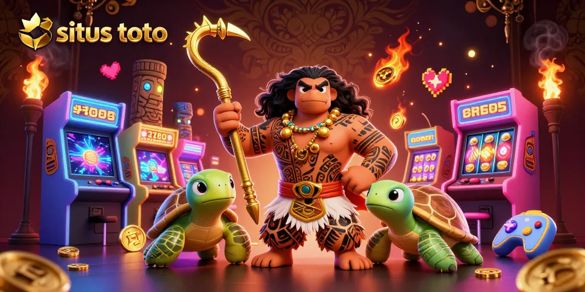 Engage with situs toto gaming through this vibrant illustration showcasing thrilling games and exciting elements.