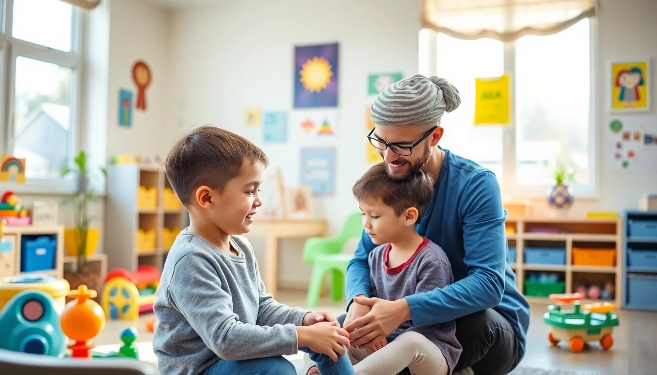 Engaging ABA therapy in Livonia session showing therapist and child in bright, inviting space.