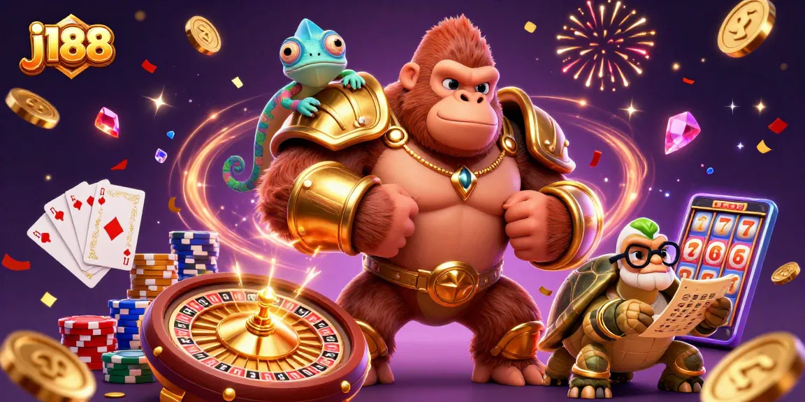 Experience thrilling gameplay with j188, featuring cartoon characters in a vibrant casino scene.