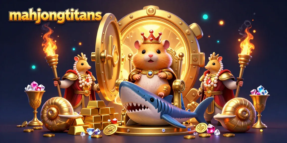 Experience mahjongtitans with vibrant visuals featuring a golden hamster king and treasure elements.