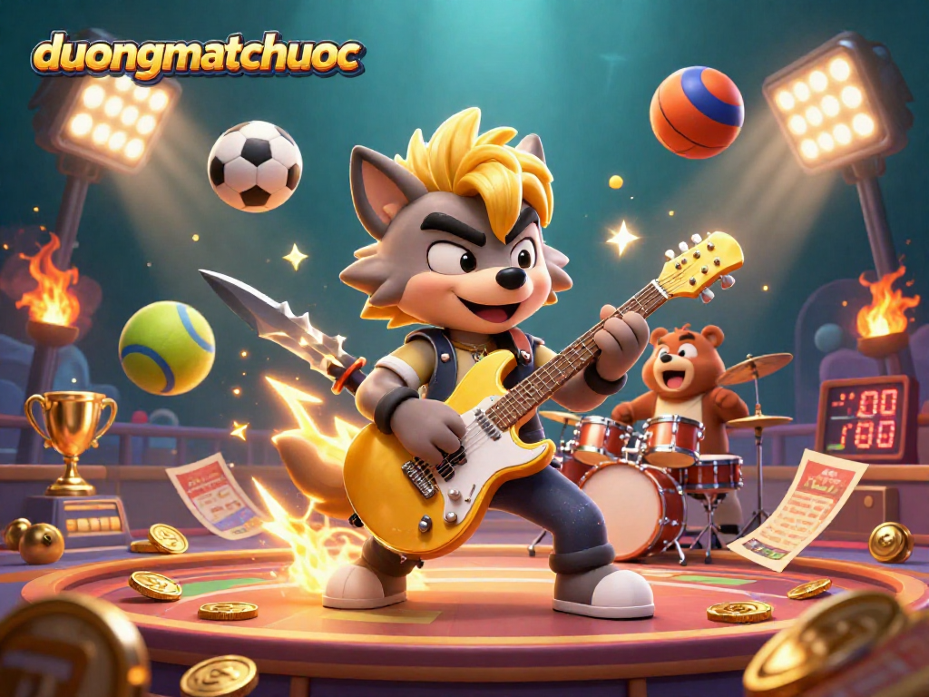 Experience thrilling gaming action with duongmatchuoc as a rock star wolf and drummer bear energize the casino stage.