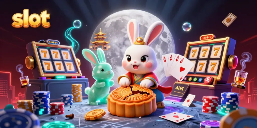 Slot mengungkapkan permainan peluang dengan tema bulan dan chip poker