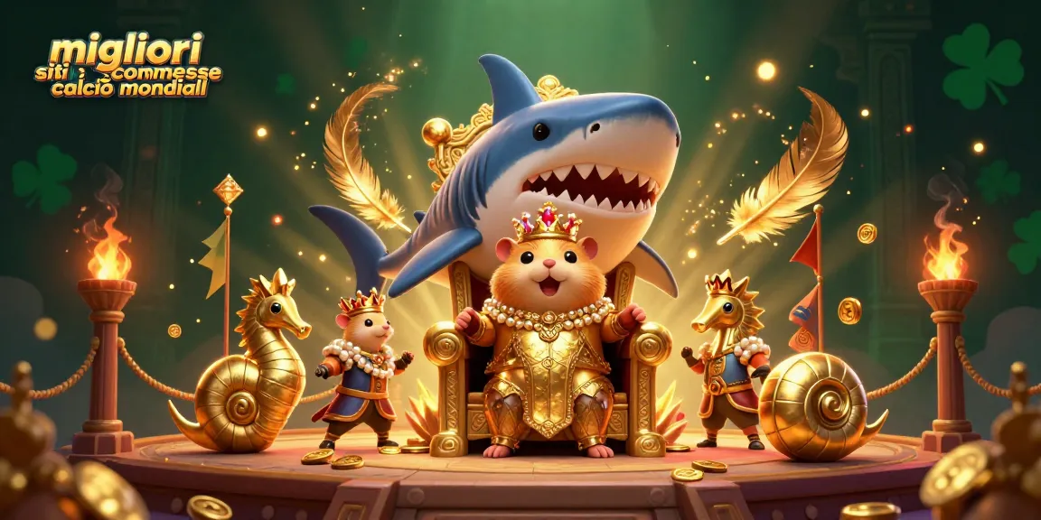 I migliori siti scommesse calcio mondiali con un re hamster dorato e guardie cavalluccio marino in un'illustrazione accattivante