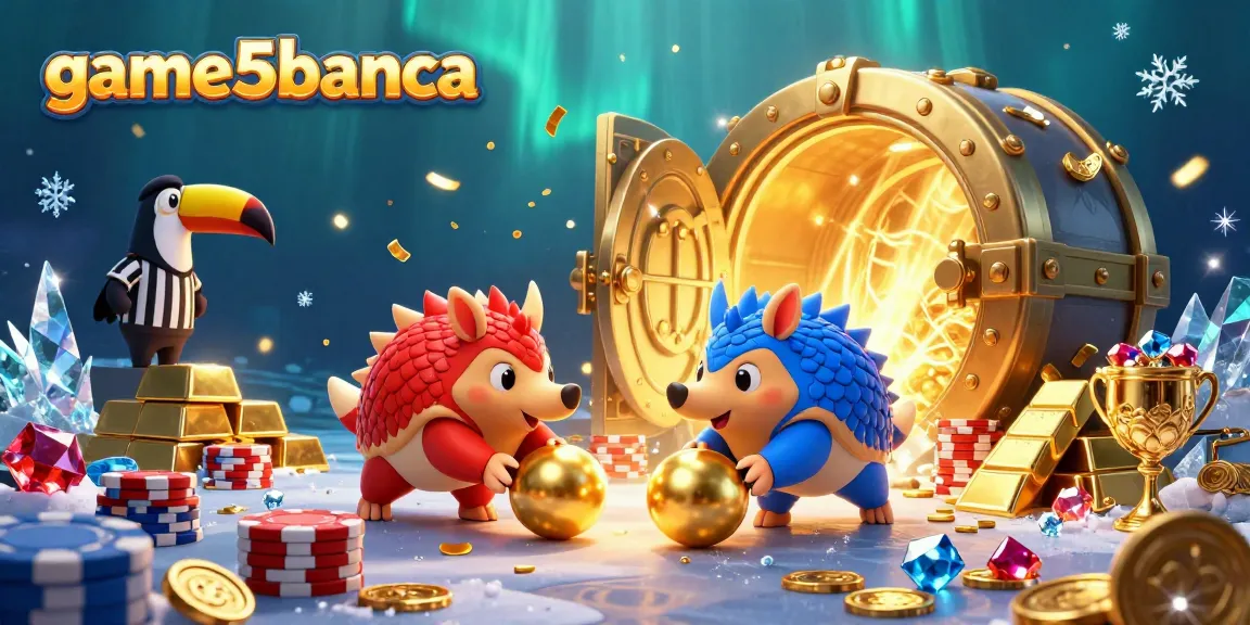Join the excitement at game5banca as pangolins compete in a vibrant casino showdown with golden poker chips.