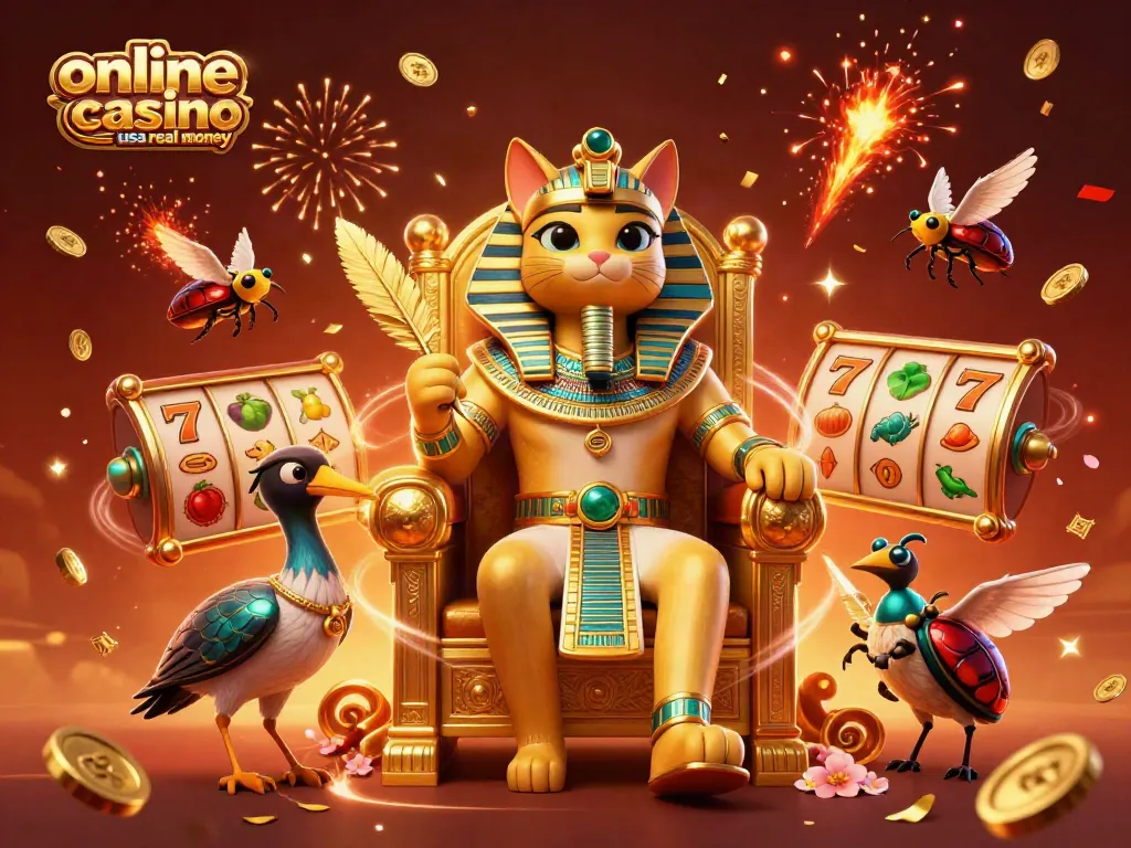 Experience the excitement of an online casino usa real money with vibrant 3D characters and slot elements.