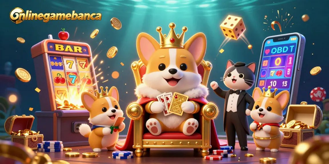 Spin the reels at onlinegamebanca for jackpot wins with vibrant 3D casino illustration.