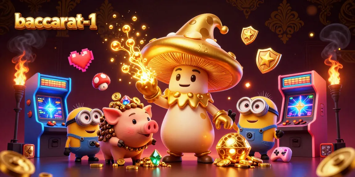 Experience baccarat-1's magic in an enriching 3D casino illustration with treasure-hunting characters.