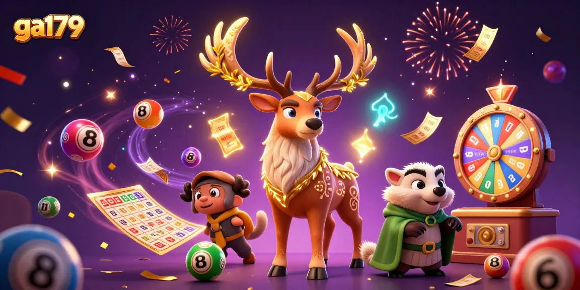 Spin the exciting lottery with ga179 amidst vibrant elements and magical characters!