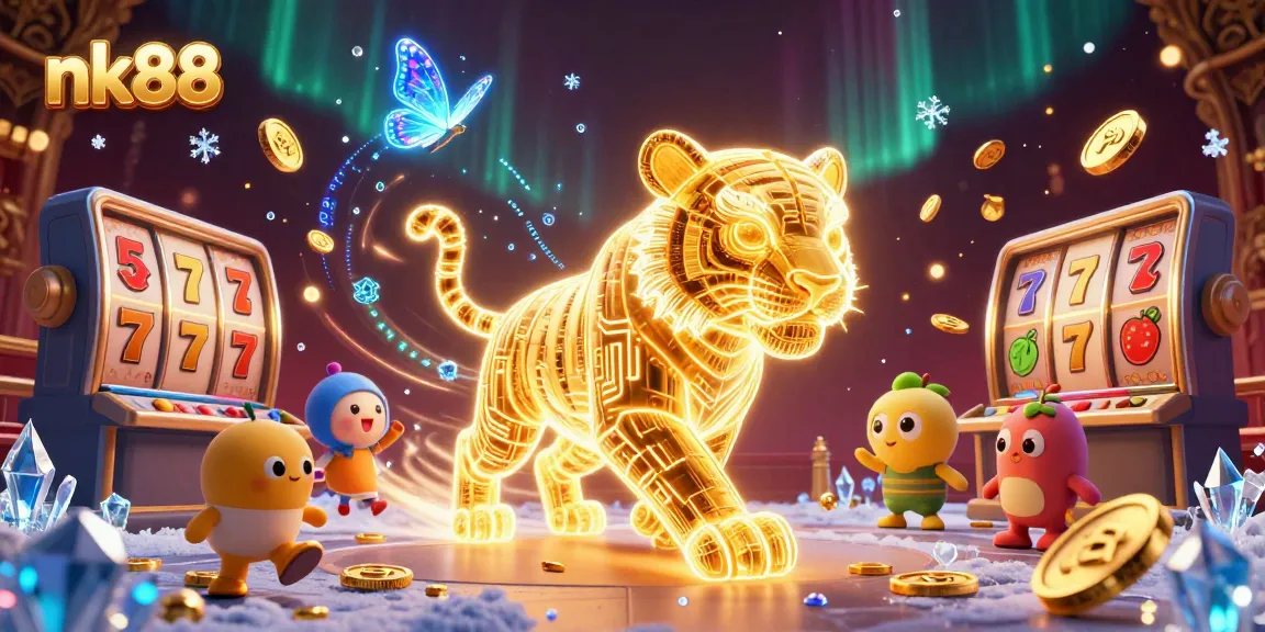 Experience the excitement of nk88 as the neon tiger journeys through a vibrant casino with immersive slot reels.