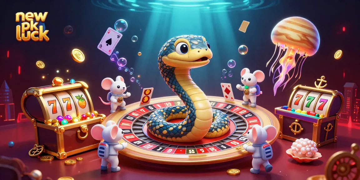 Immerse in the thrilling universe of new pk luck as cartoon astronauts bet on cosmic slot reels and a glowing jellyfish dealer.