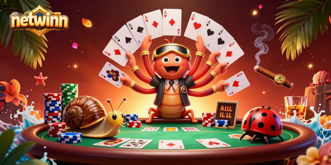 Experience thrilling poker action with netwinn's colorful dealer and vibrant chip stacks