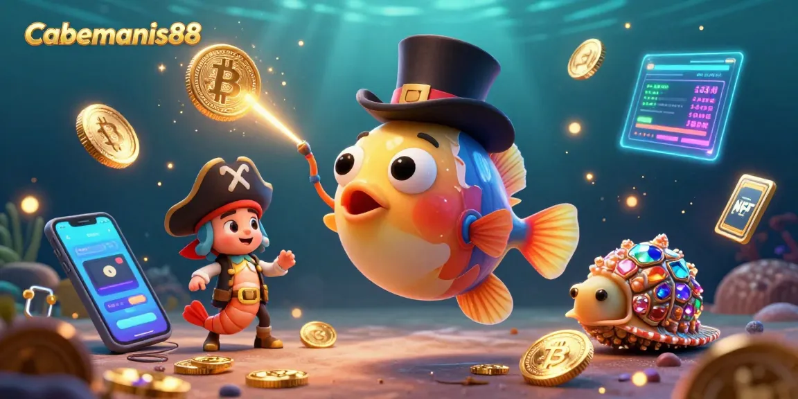 Experience the thrill of Cabemanis88 with vibrant underwater characters and digital gaming elements.