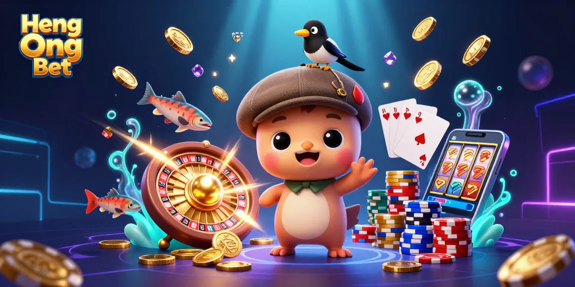 Engage with Heng Ong Bet featuring a playful baby Nessie in a vibrant casino world of fun.