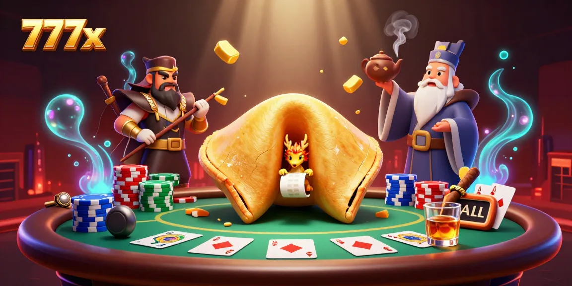 Join the excitement of 777x with a vibrant casino scene featuring poker chips, a wise dragon, and golden treasures.