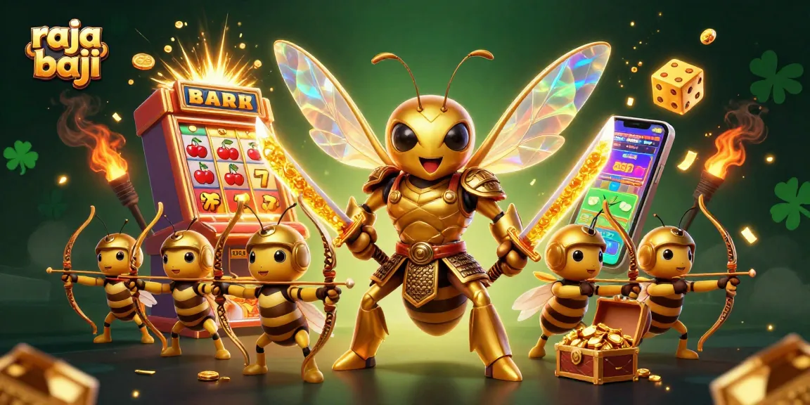 Raja baji: dynamic casino-themed action scene with golden hornet and jackpot elements