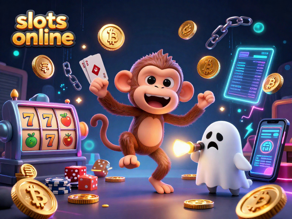 Experience slots online with a mischievous ghostly monkey and ghost-hunter puppy in a haunted casino.