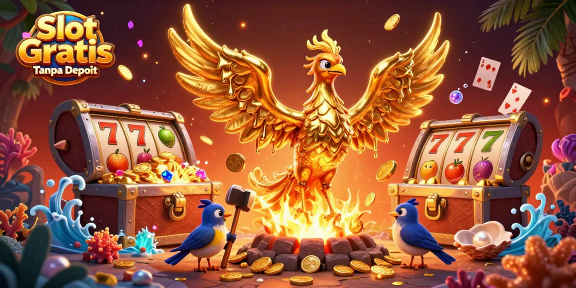Spin the reels and enjoy Slot Gratis Tanpa Deposit with vibrant golden phoenix and treasure elements.