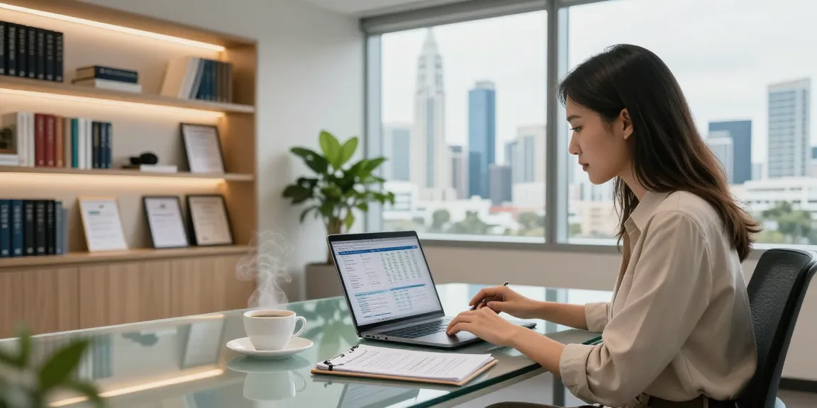 Wealth management professional advising clients in modern office in Gold Coast Queensland Australia.