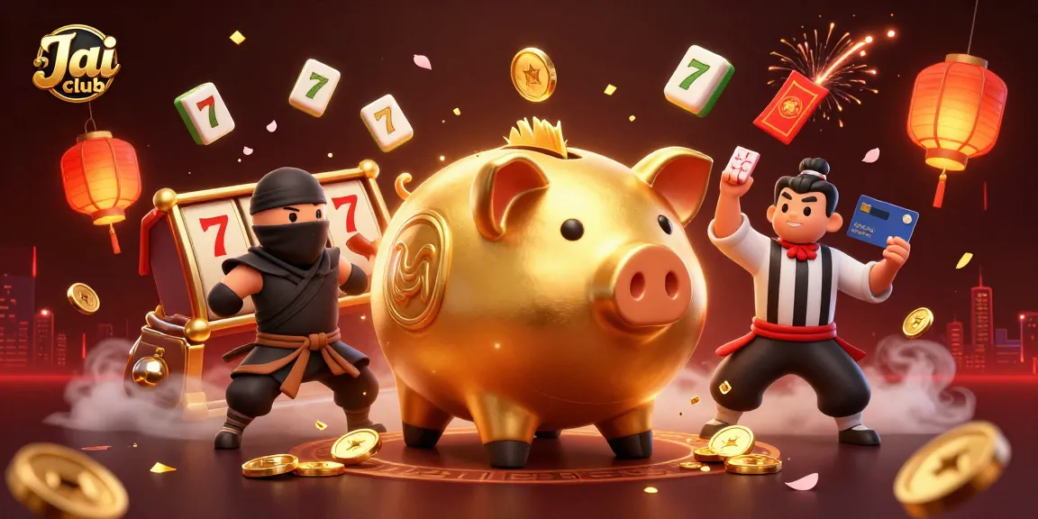 Engage with Jai club's thrilling slots and vibrant casino action in this dynamic 3D illustration.
