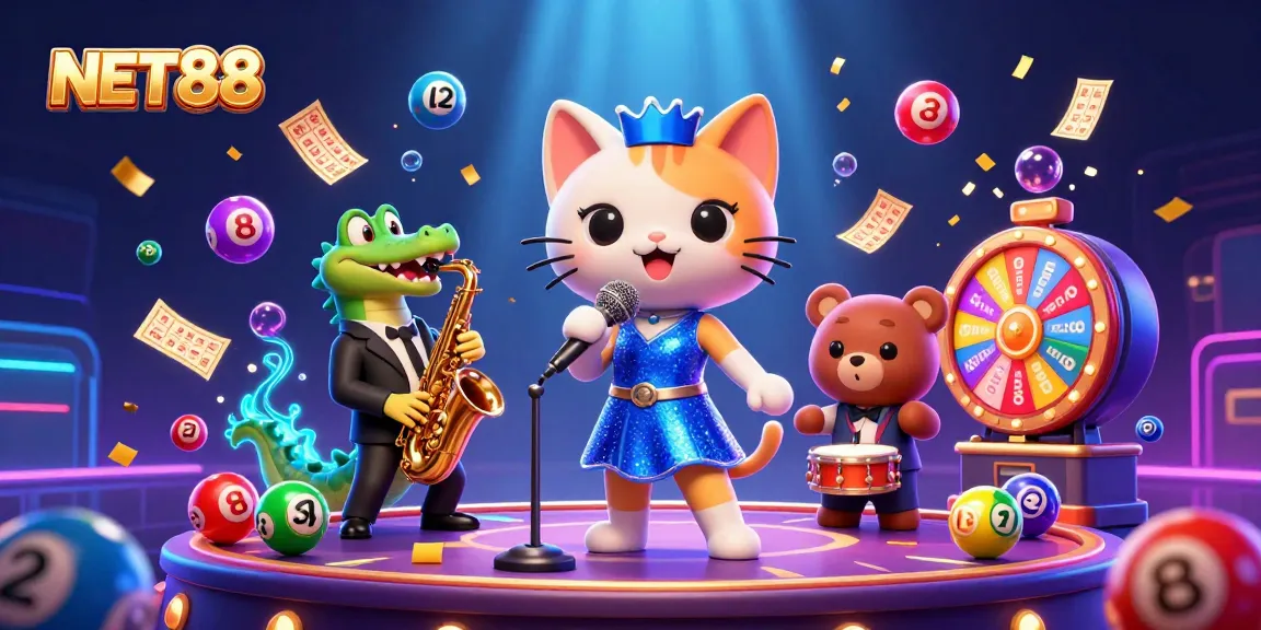 Experience exciting moments at NET88 with vibrant casino-themed characters and dynamic game elements.