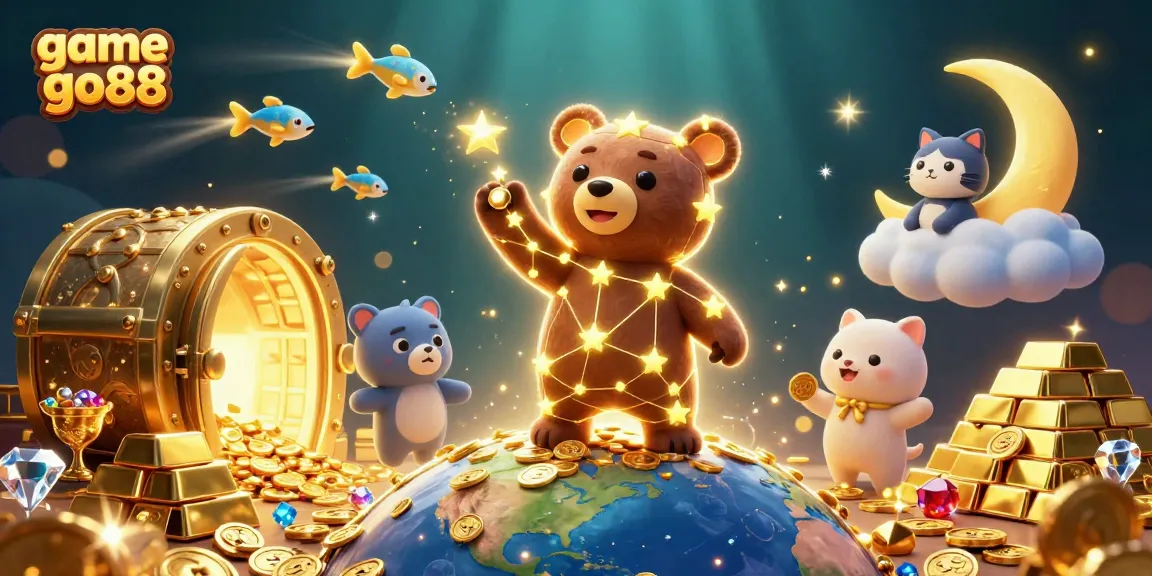 Engage in the game go88 adventure with vibrant treasures and characters in a magical casino scene.