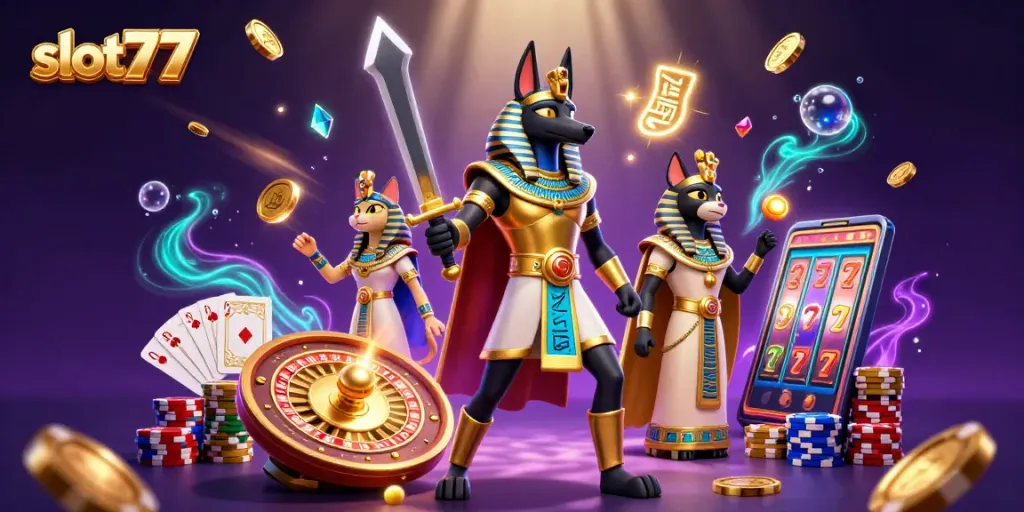 Menangkan slot777 dengan Anubis dan Bastet di dunia kasino dengan banyak koin emas.