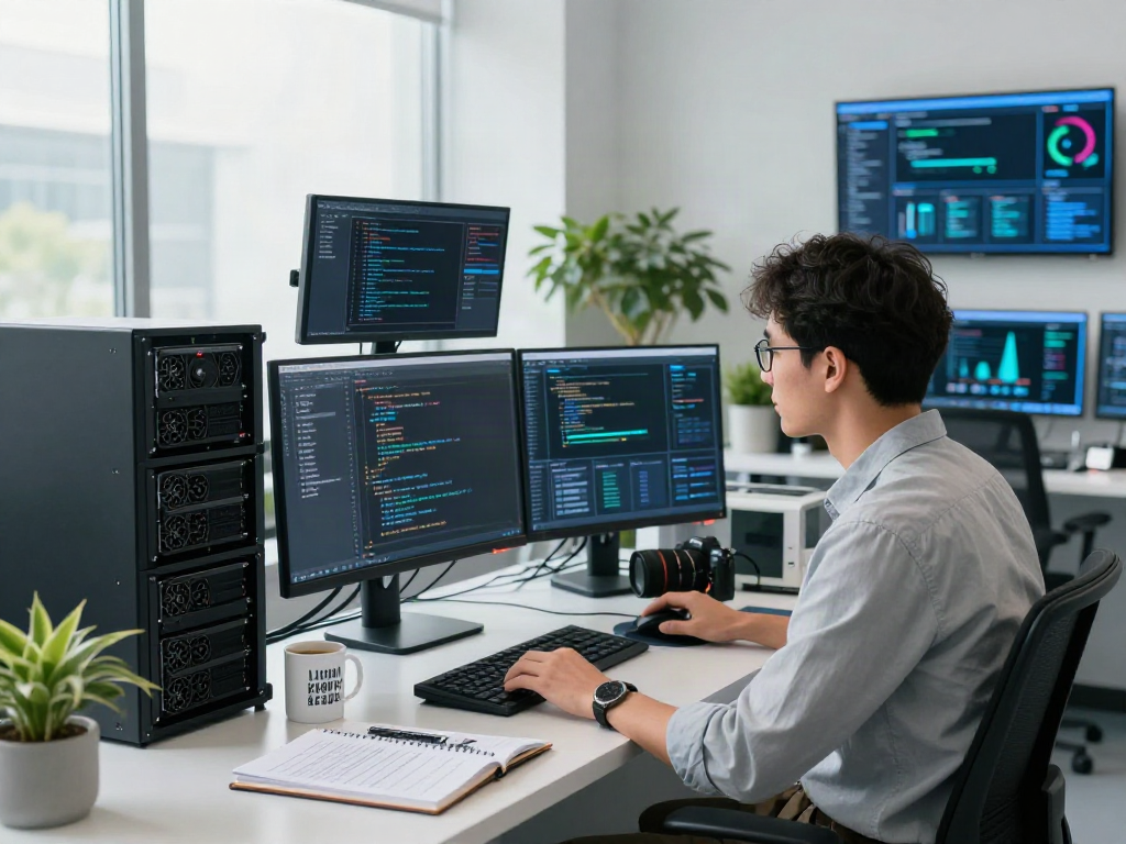 AI Detection lab with scientist analyzing real-time data and AI algorithms.