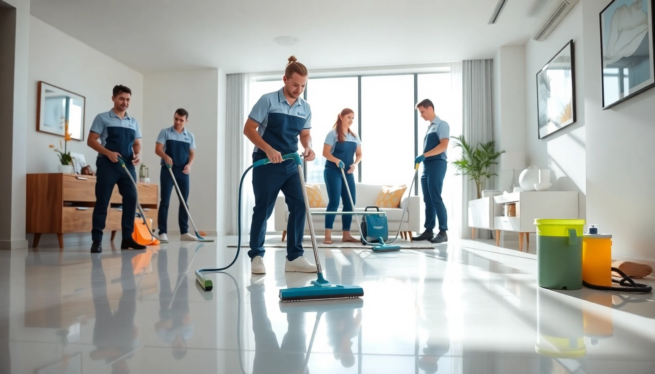 Bond cleaning Logan team thoroughly cleaning an apartment, showcasing professionalism and efficiency.