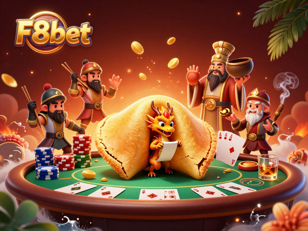 Engage with thrilling gameplay at F8bet featuring a golden fortune cookie with surprises inside.