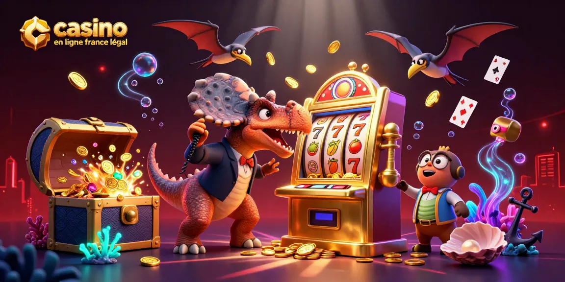 Le pachycephalosaurus interagissant avec une machine à sous, illustrant l'univers du casino en ligne France légal.