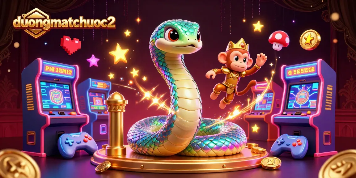 Engage with duongmatchuoc2's vibrant 3D gaming scene featuring colorful characters and dynamic arcade elements.