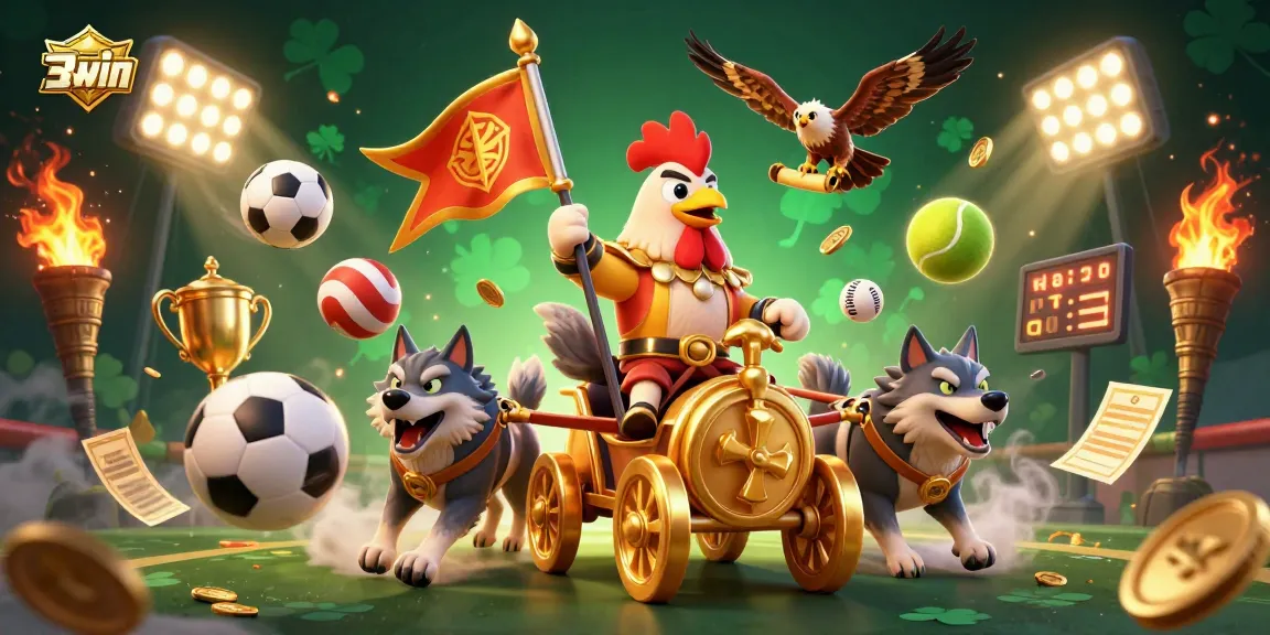 Engage with 3WIN to elevate your betting skills in vibrant, dynamic gambling illustration.