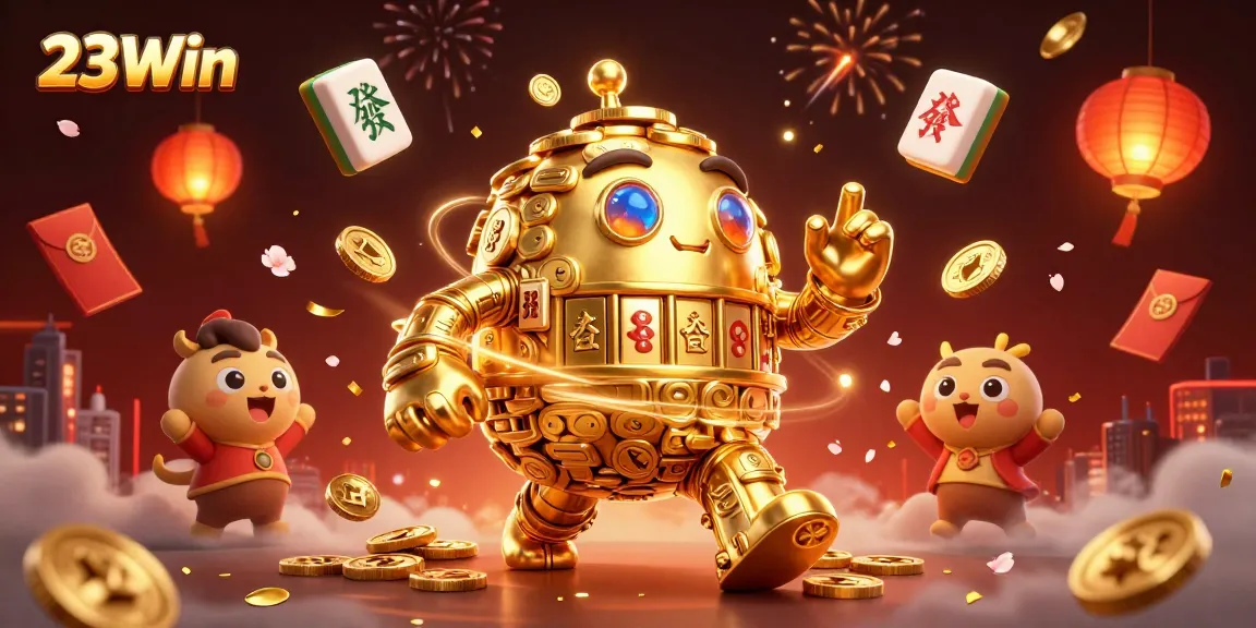 Experience exciting wins at 23Win with our dynamic 3D casino illustration featuring a golden golem.