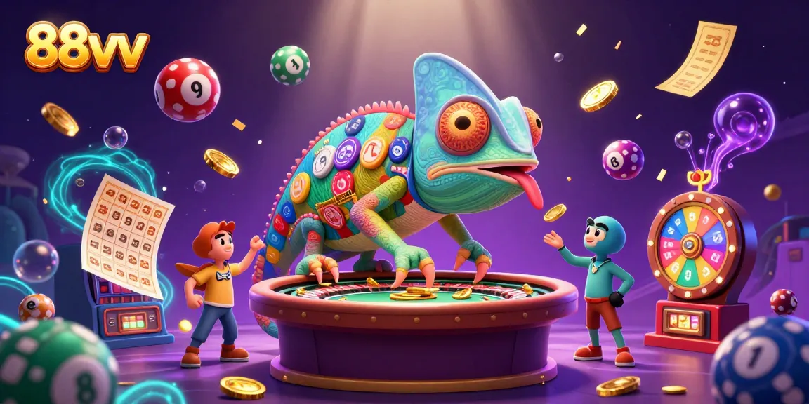 Experience vibrant casino action with the colorful characters of 88vv in an energetic scene.