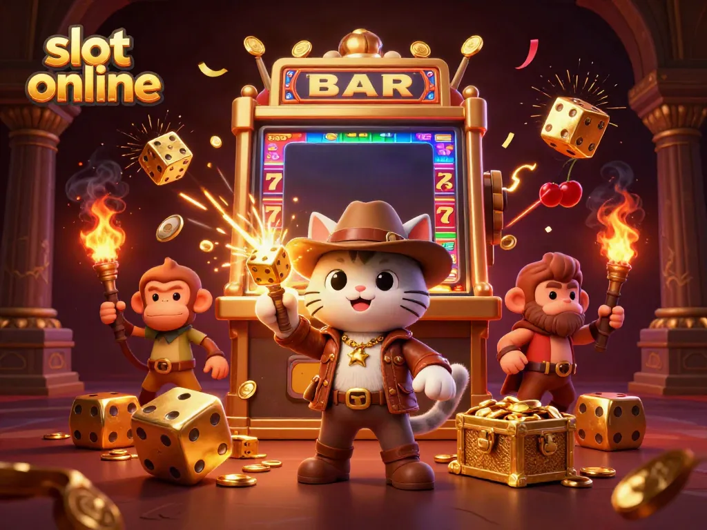 Engage with exciting slot online adventures in a vibrant, dynamic casino scene.