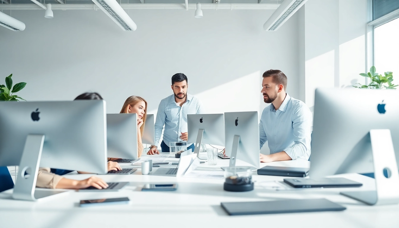 Collaborative professionals creating innovative edmonton web design strategies in a dynamic workspace.