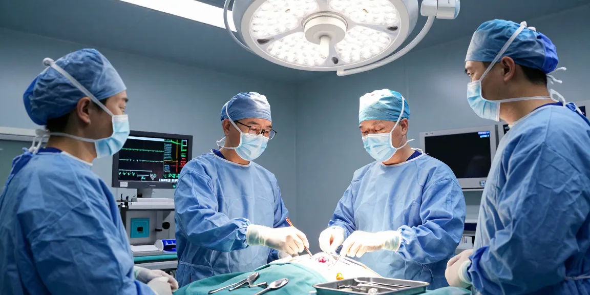 Beyin tümörü ameliyatı taking place, showcasing skilled neurosurgeons using advanced technology, focusing on precision and patient care.