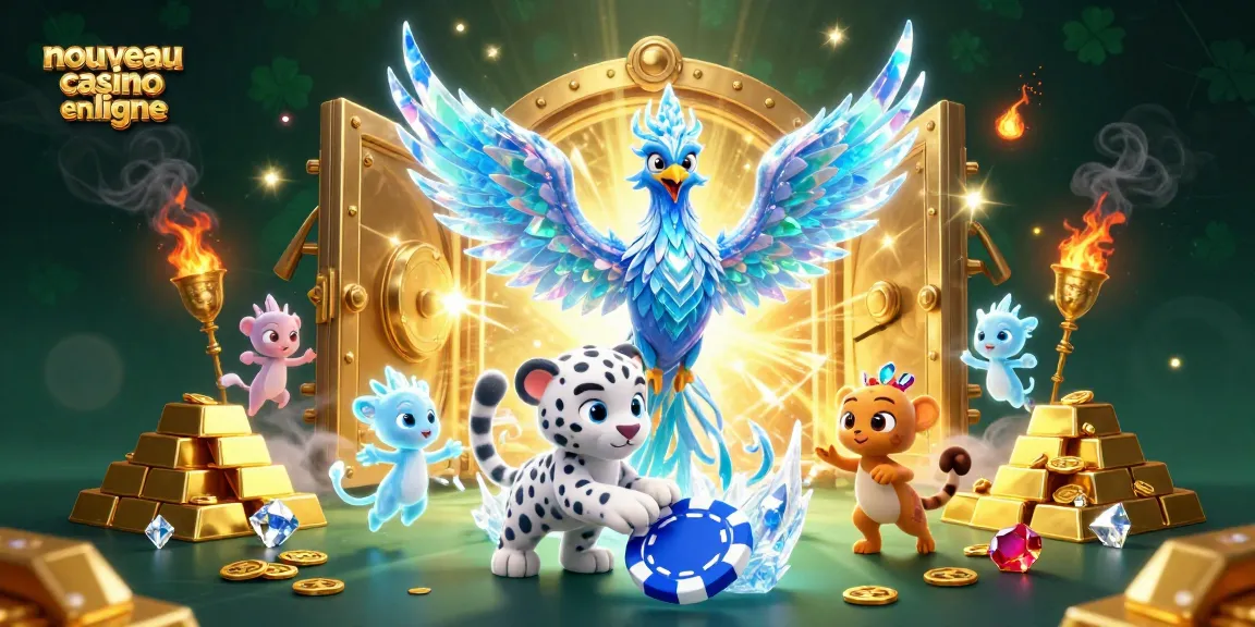 Jouez dans un nouveau casino en ligne avec cette illustration de l'oiseau de feu de glace et des éléments de jeu fascinants.