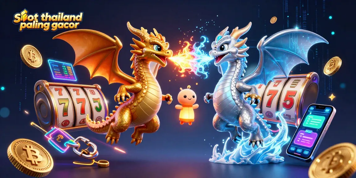 Engage with slot thailand paling gacor through vibrant dragons and slot symbols in an electric 3D scene.