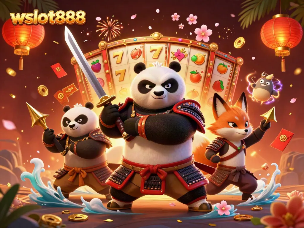Permainan wslot888 menjadi hidup dengan samurai panda dan teman-temannya dalam ilustrasi yang menakjubkan.
