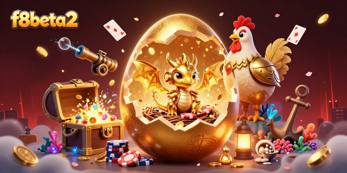Engage in thrilling gaming action with f8beta2, witnessing a golden baby dragon and poker chips in a vibrant casino adventure.
