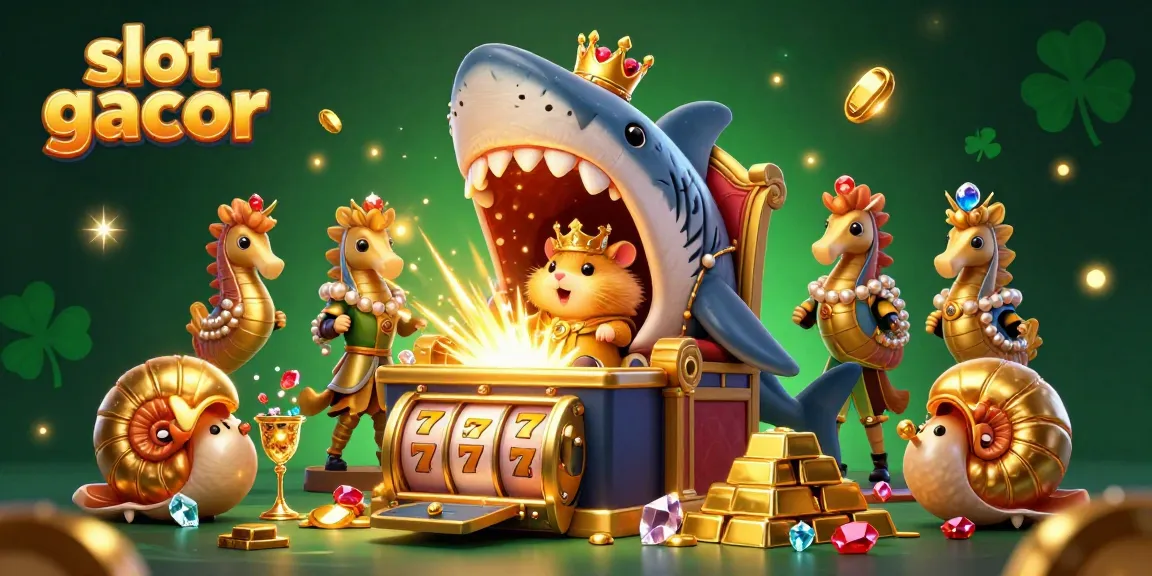 Permainan slot gacor yang menyenangkan dengan raja hamster emas dan elemen denda kasino.