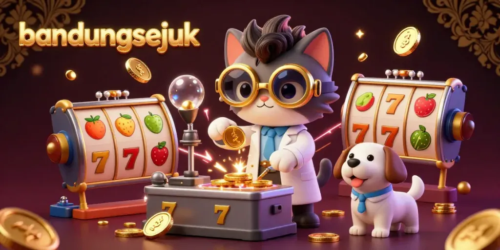 Engage in gaming thrills with bandungsejuk as a mad scientist cat creates a gold-coin machine.