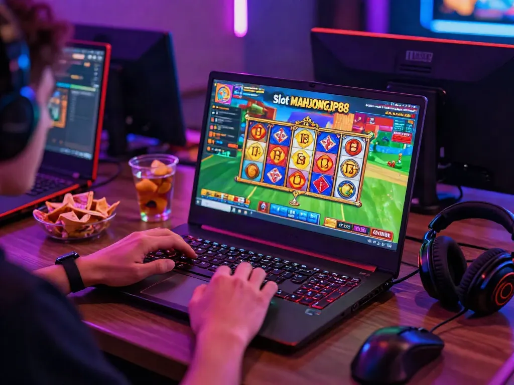 Slot MAHJONGJP88 gaming scene with player engaged in action